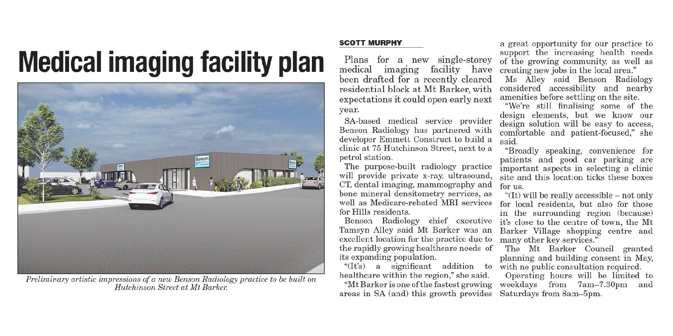 The Mount Barker Courier article